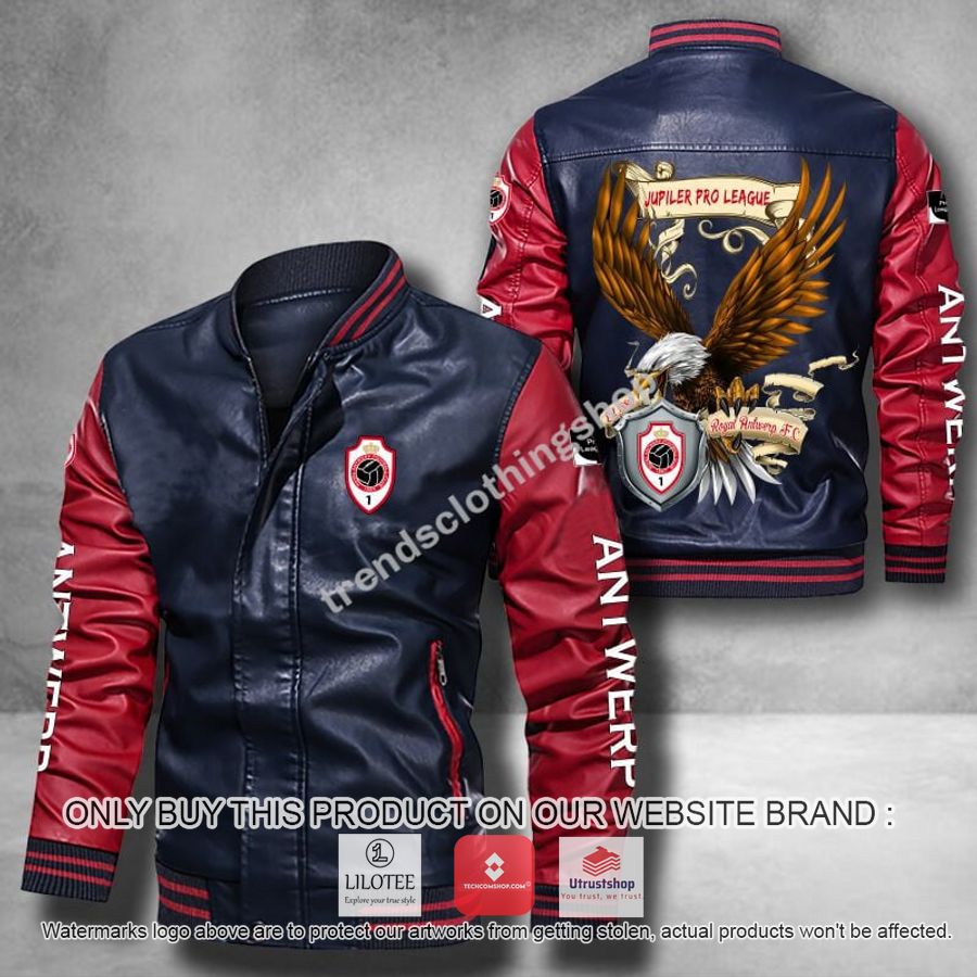 royal antwerp f c eagle league leather bomber jacket 4 63031