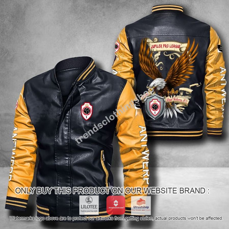 royal antwerp f c eagle league leather bomber jacket 6 44572