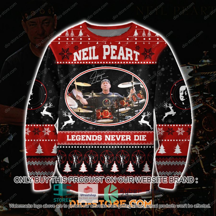 rush drummer neil peart legends never die knitted wool sweater 1 66655