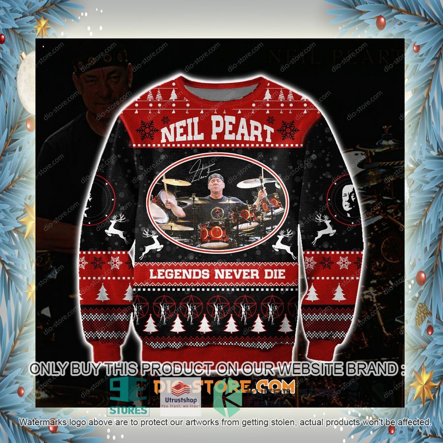 rush drummer neil peart legends never die knitted wool sweater 4 4332