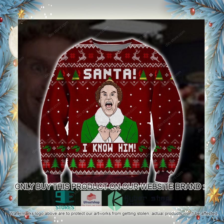 santa i know him knitted wool sweater 7 5493
