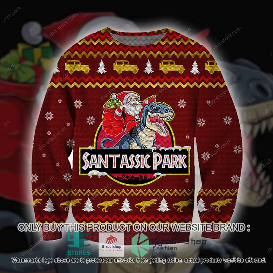 santassic park santa claus dinosaur knitted wool sweater 1 98514