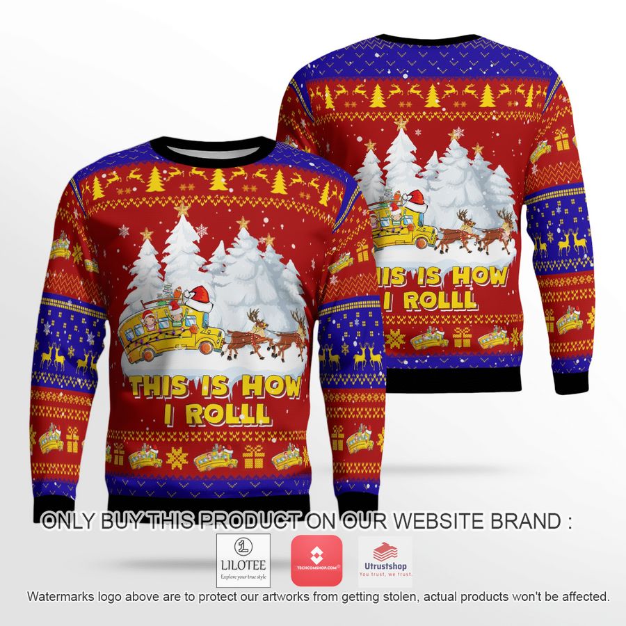 school bus this is how i roll christmas sweater 2 87539