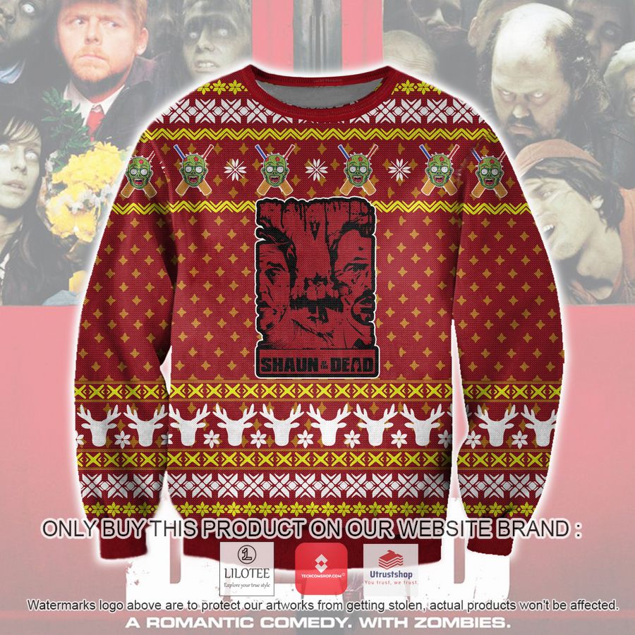 shaun of the dead ugly christmas sweater sweatshirt 1 4980
