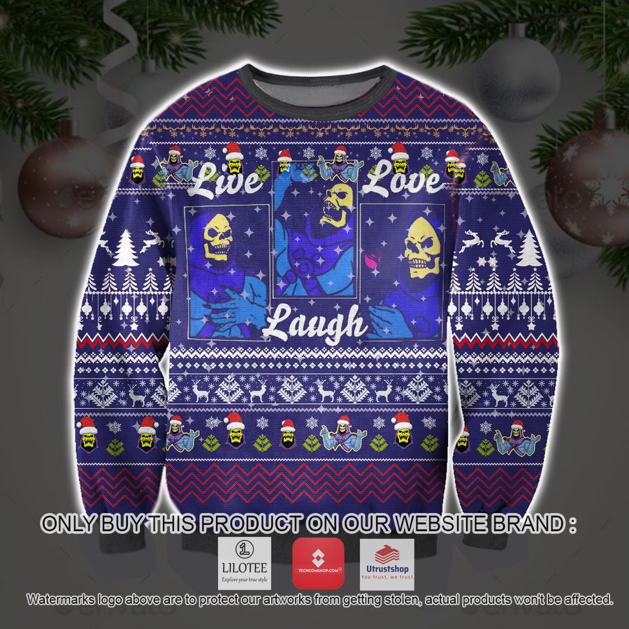 skeletor live laugh love ugly christmas sweater sweatshirt 1 53670