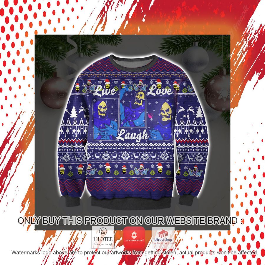 skeletor live laugh love ugly christmas sweater sweatshirt 7 54029
