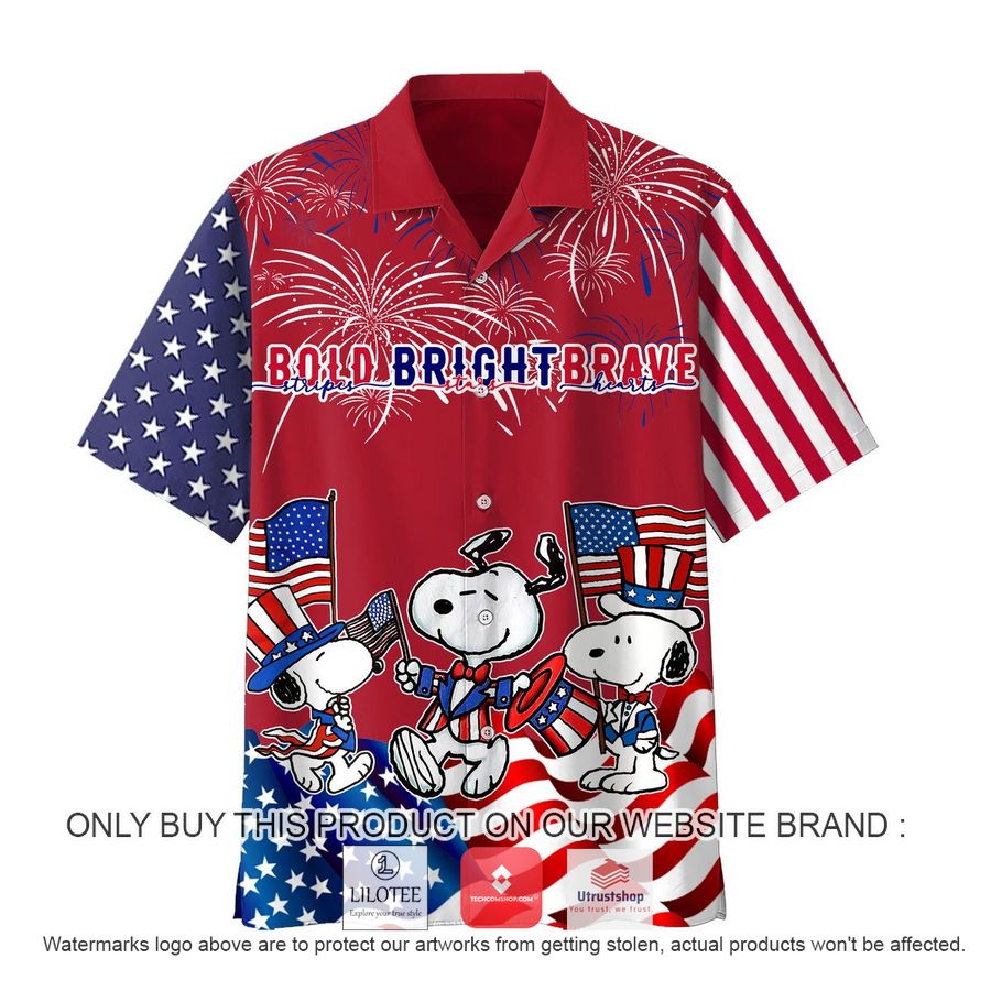 snoopy dog firework clown us flag bold bright brave hawaiian shirt 2 90956