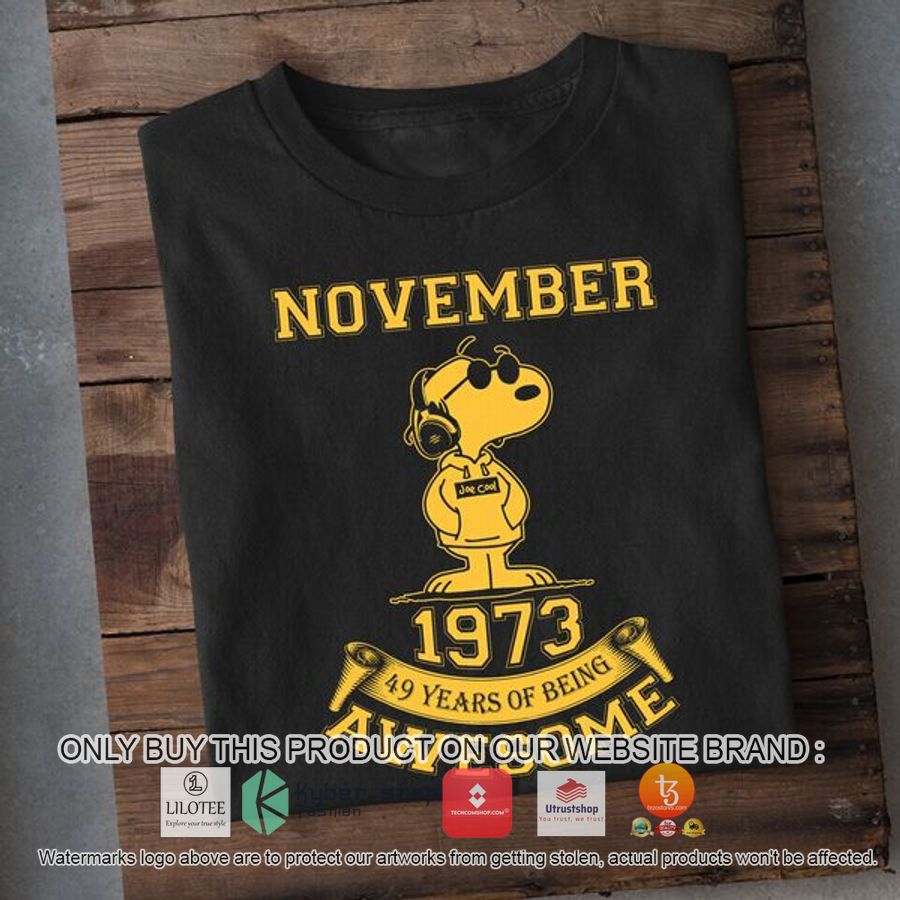 snoopy november 1973 49 years of being awesome 2d shirt hoodie 1 84410