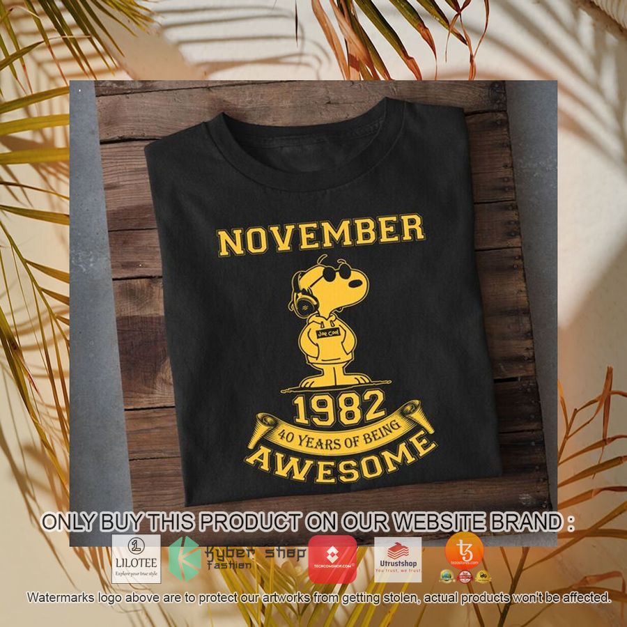 snoopy november 1982 40 years of being awesome 2d shirt hoodie 1 4796