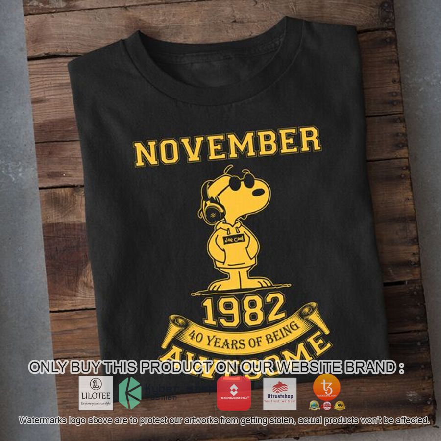 snoopy november 1982 40 years of being awesome 2d shirt hoodie 1 60706