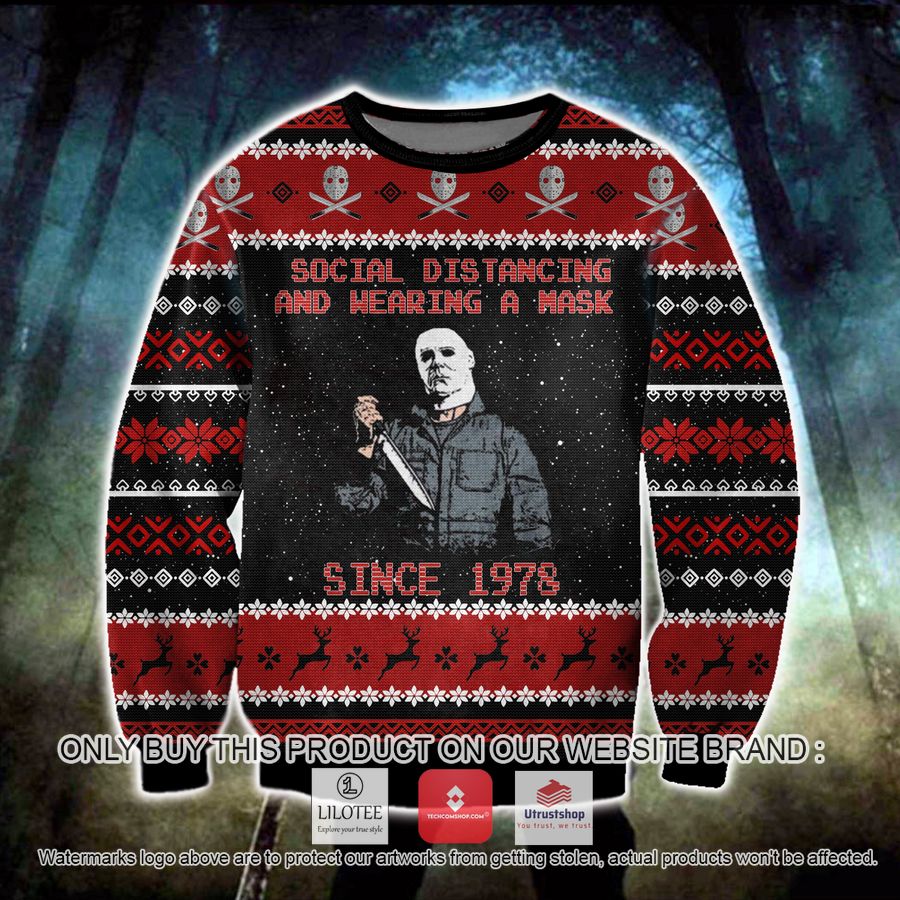 social distancing and wearing a mask since 1978 ugly christmas sweater sweatshirt 1 21667