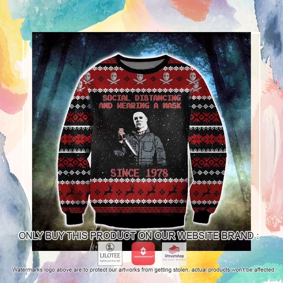 social distancing and wearing a mask since 1978 ugly christmas sweater sweatshirt 3 91058