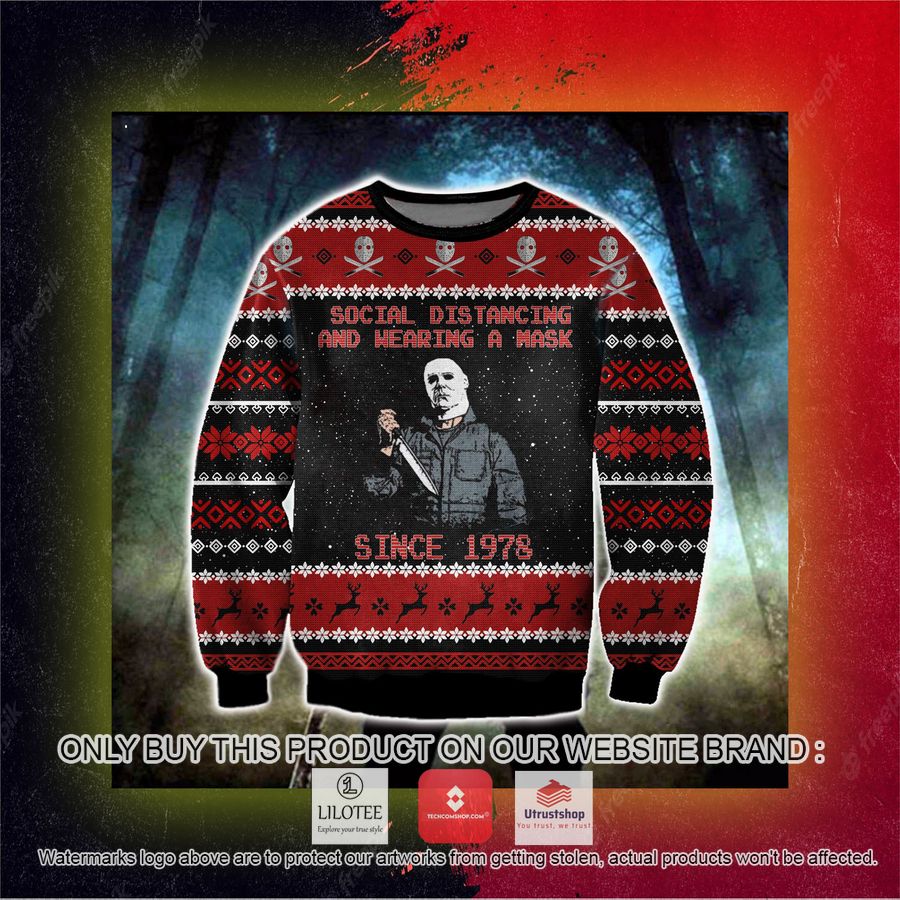 social distancing and wearing a mask since 1978 ugly christmas sweater sweatshirt 5 31322
