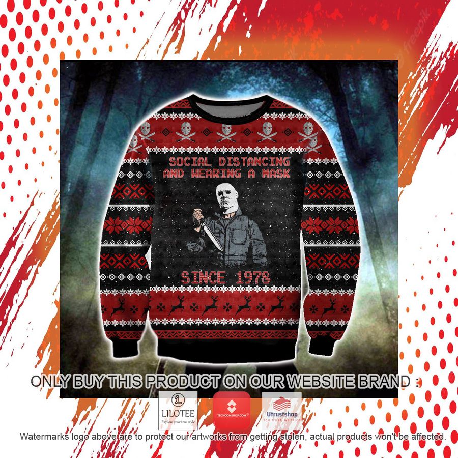 social distancing and wearing a mask since 1978 ugly christmas sweater sweatshirt 7 62563