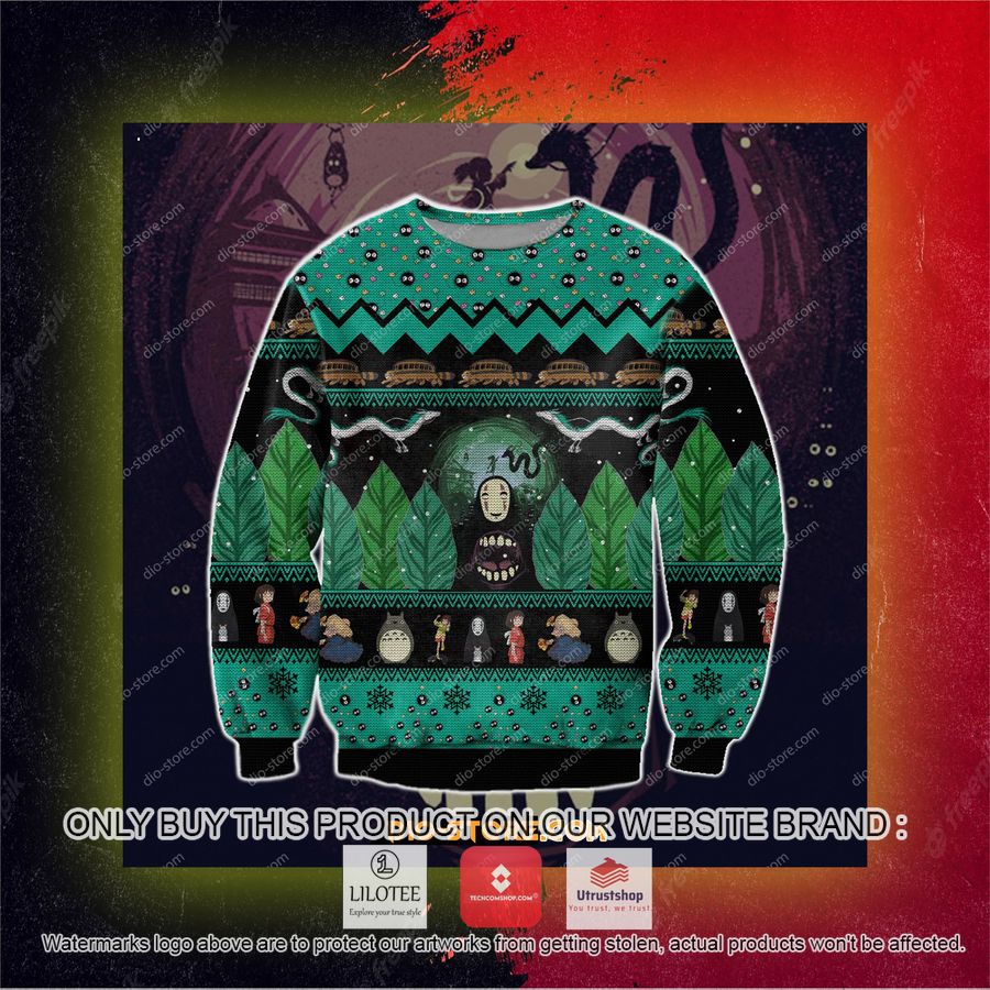 spirited away totoro ugly christmas sweater sweatshirt 3 7084