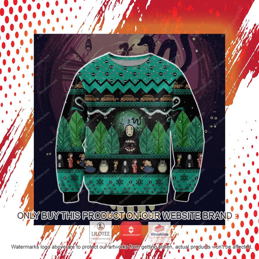 spirited away totoro ugly christmas sweater sweatshirt 4 15237