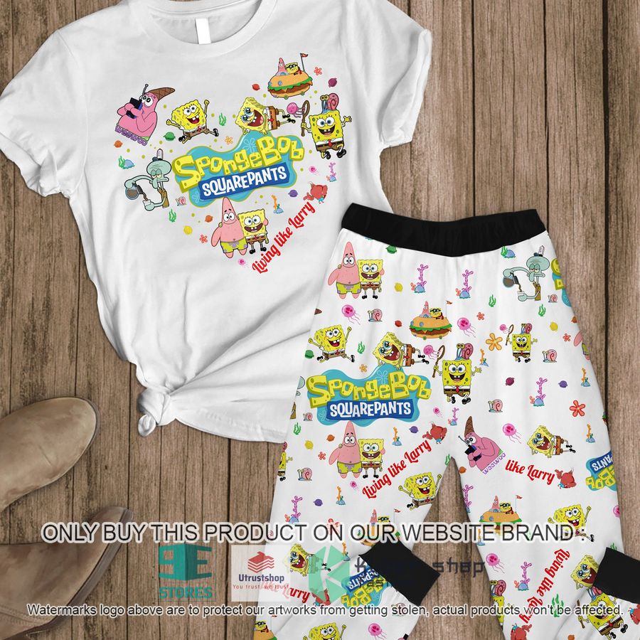 spongebob squarepants heart white pajamas set 1 87140