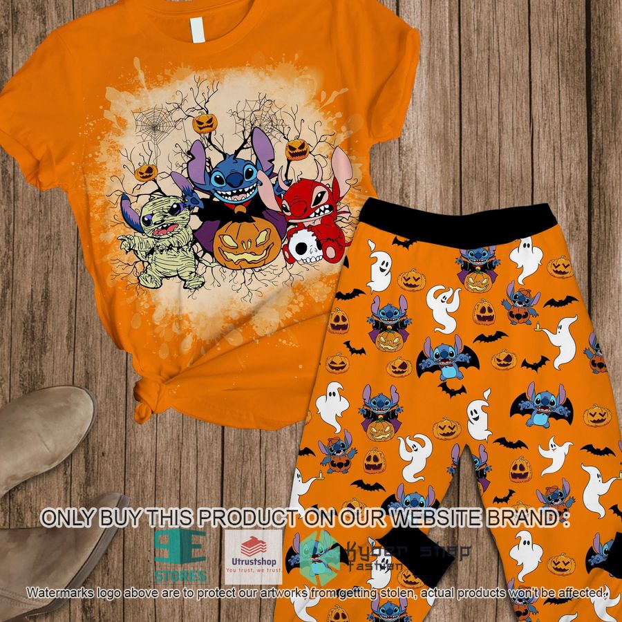stitch pumpkin halloween orange pajamas set 1 47849