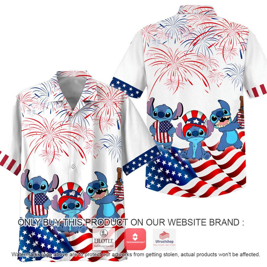 stitch us flag firework white hawaiian shirt 1 90711