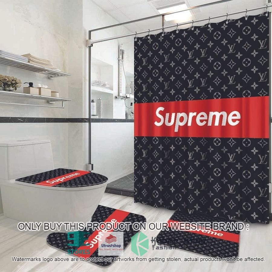 supreme louis vuitton black shower curtain sets 1 43743