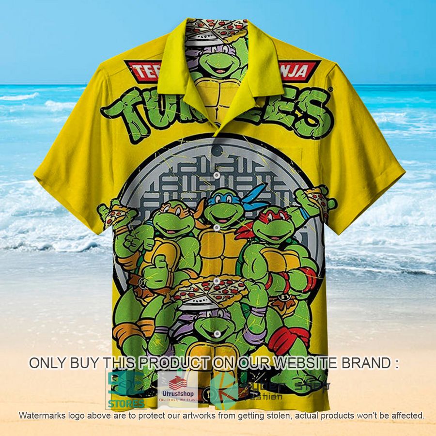teenage mutant ninja turtles pizza yellow hawaiian shirt 1 59917