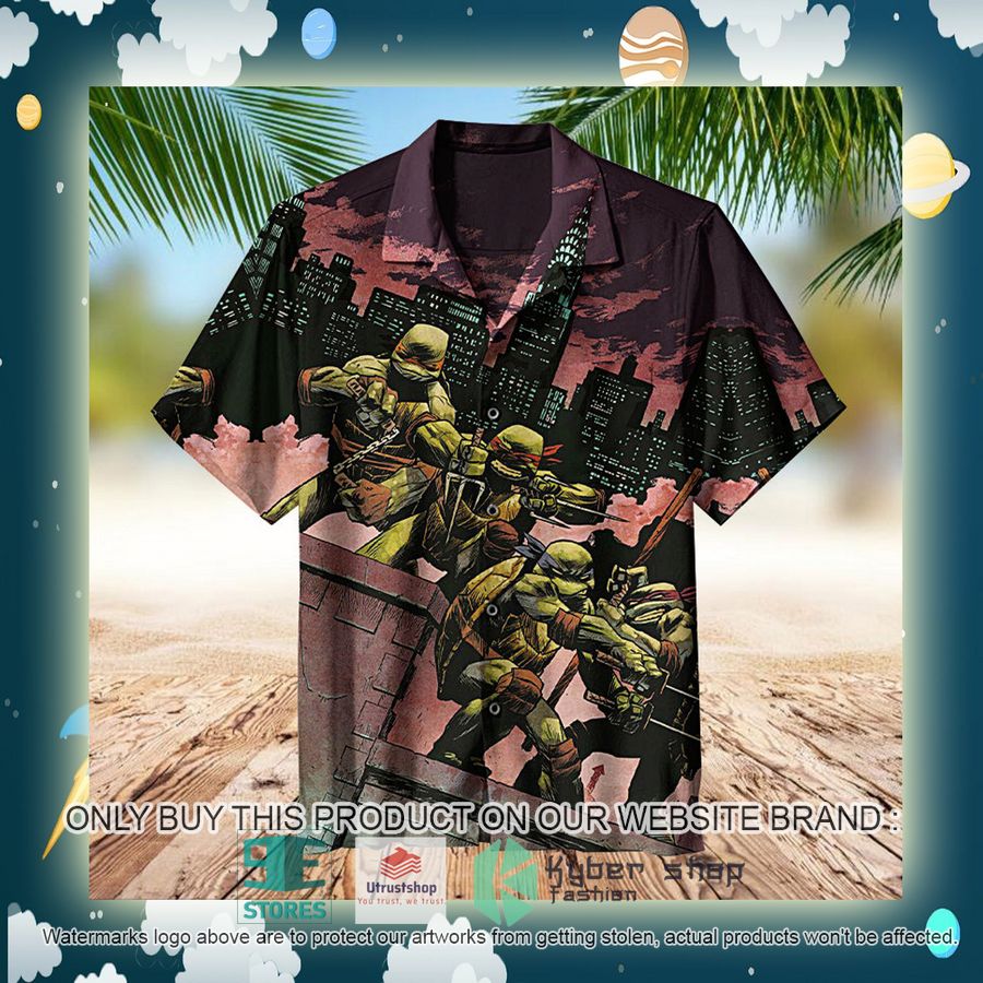 teenage mutant ninja turtles poster art hawaiian shirt 2 8017
