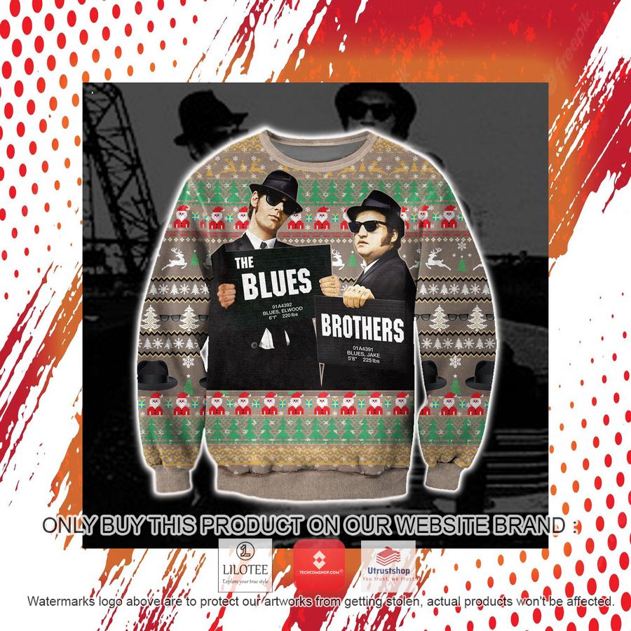the blues brothers elwood jake ugly christmas sweater sweatshirt 7 4671
