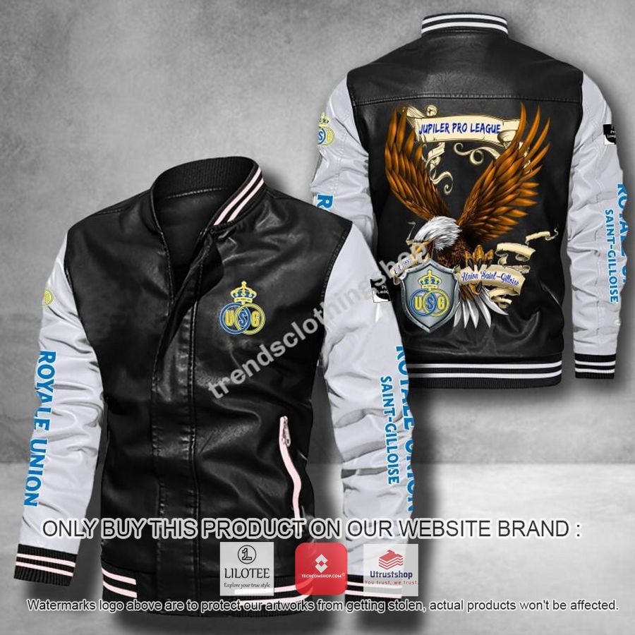 union saint gilloise eagle league leather bomber jacket 1 60971