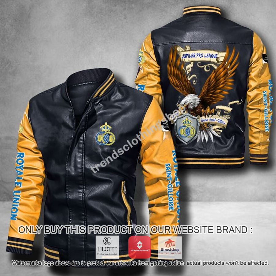 union saint gilloise eagle league leather bomber jacket 6 34087