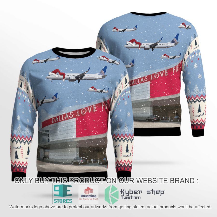 united airlines boeing 737 900 over dallas love field christmas sweater 1 17255