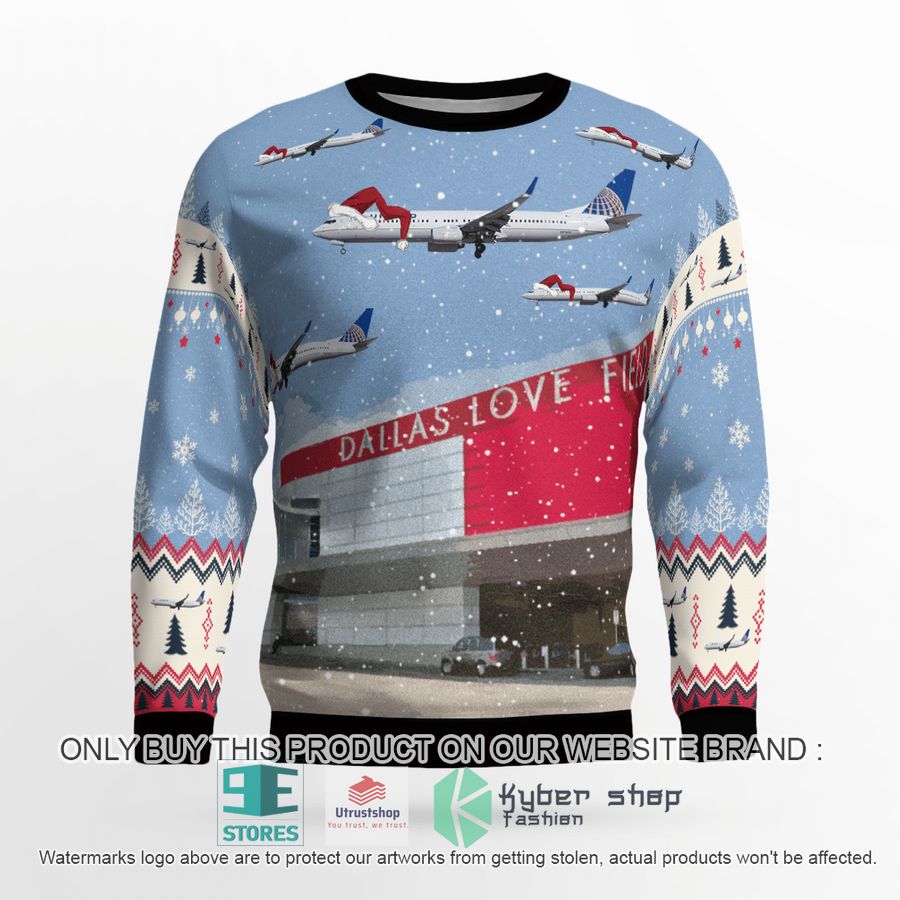 united airlines boeing 737 900 over dallas love field christmas sweater 2 45463