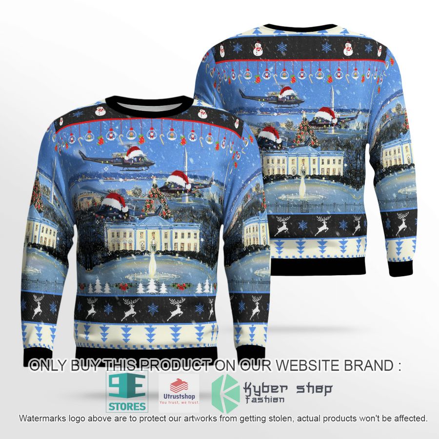 us air force bell uh 1n twin huey of the 1st helicopter squadron flying over washington dc christmas sweater 1 55775