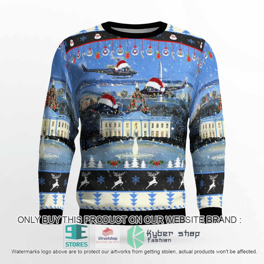 us air force bell uh 1n twin huey of the 1st helicopter squadron flying over washington dc christmas sweater 2 40090