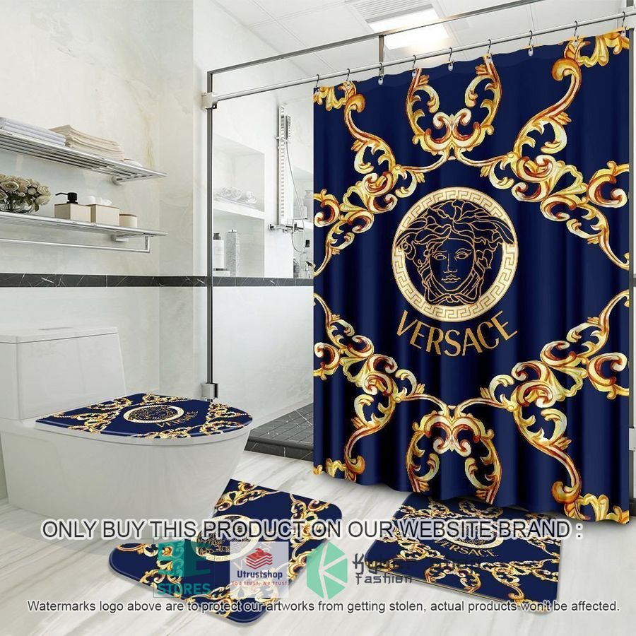 versac logo blue shower curtain sets 1 76403