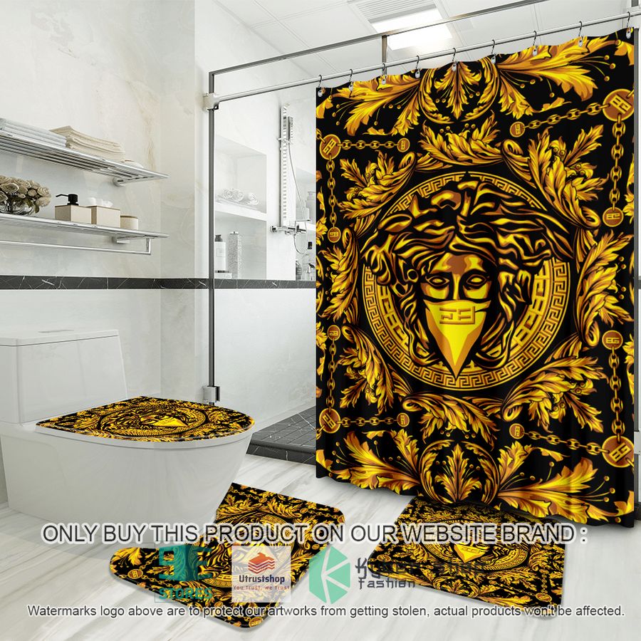 versace black yellow shower curtain sets 1 3474