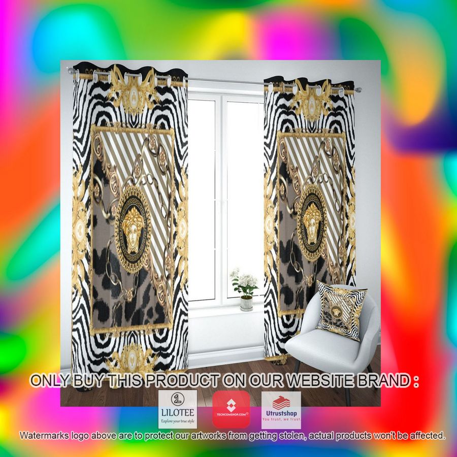 versace gold pattern black white windown curtain 2 91117