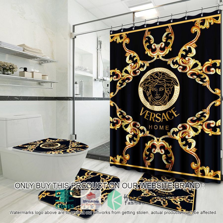 versace home black yellow shower curtain sets 1 44855
