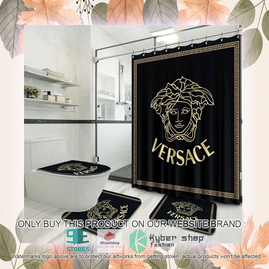 versace logo black shower curtain sets 2 98292