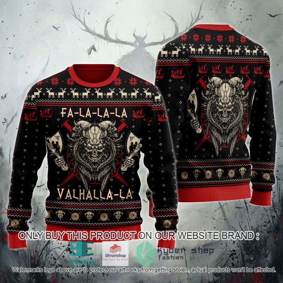 viking fa la la la valhalla la ugly christmas sweater 1 67414
