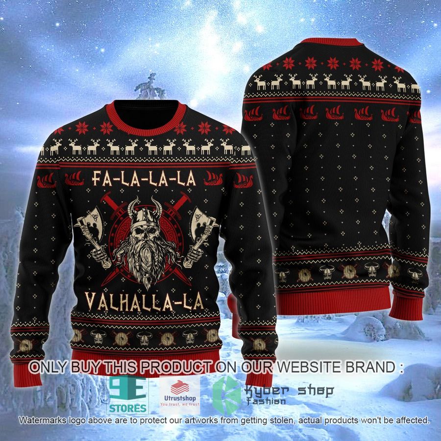 viking odin fa la la black ugly christmas sweater 1 18739