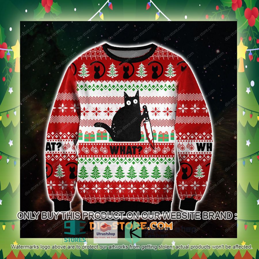 what black cat knitted wool sweater 2 17074