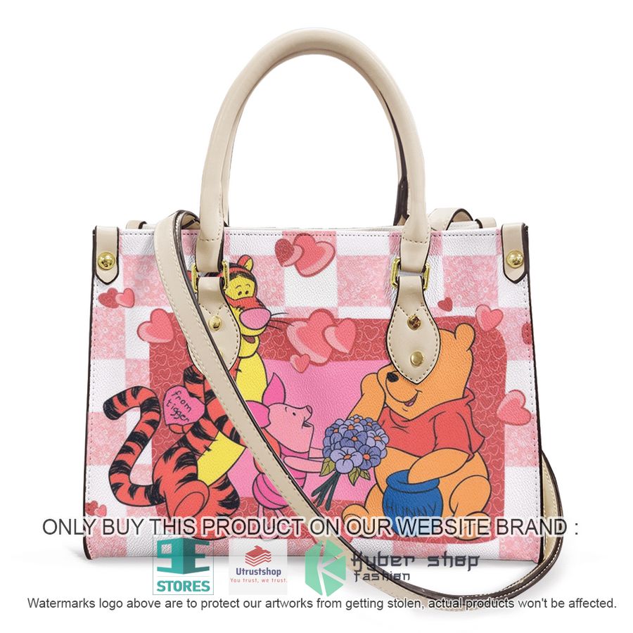 winnie the pooh friends plaid pink leather bag 2 70469