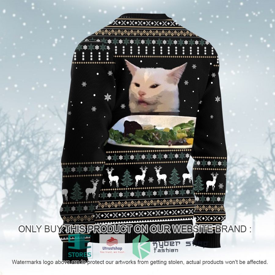woman yelling at cat black ugly christmas sweater 3 80127