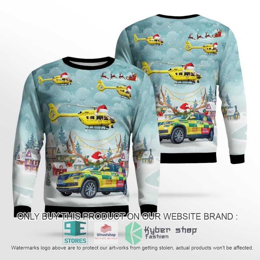 yorkshire air ambulance car eurocopter ec 145t2 christmas sweater 1 94768
