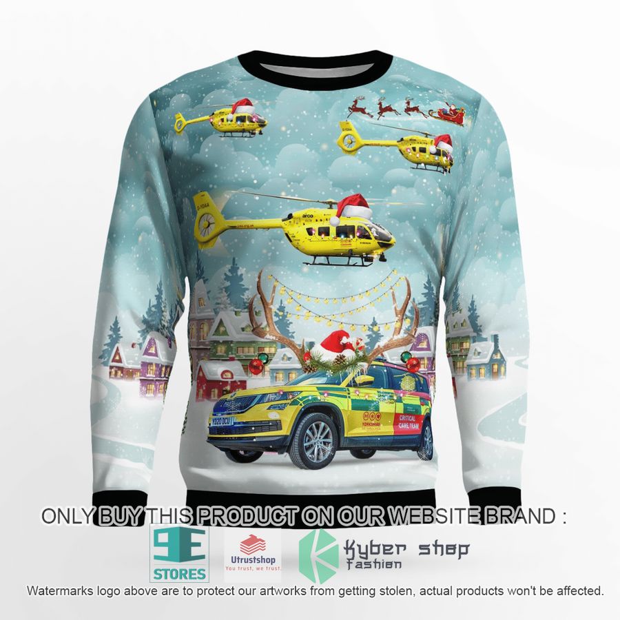 yorkshire air ambulance car eurocopter ec 145t2 christmas sweater 2 27599
