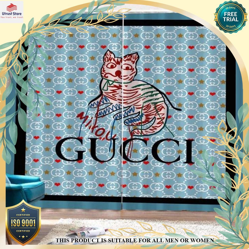 new gucci cat brand window curtain set 1