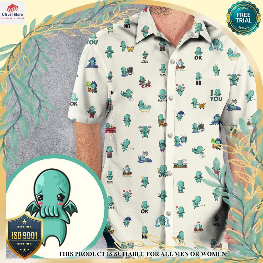 new kawai cthulhu pattern hawaii shirt 1