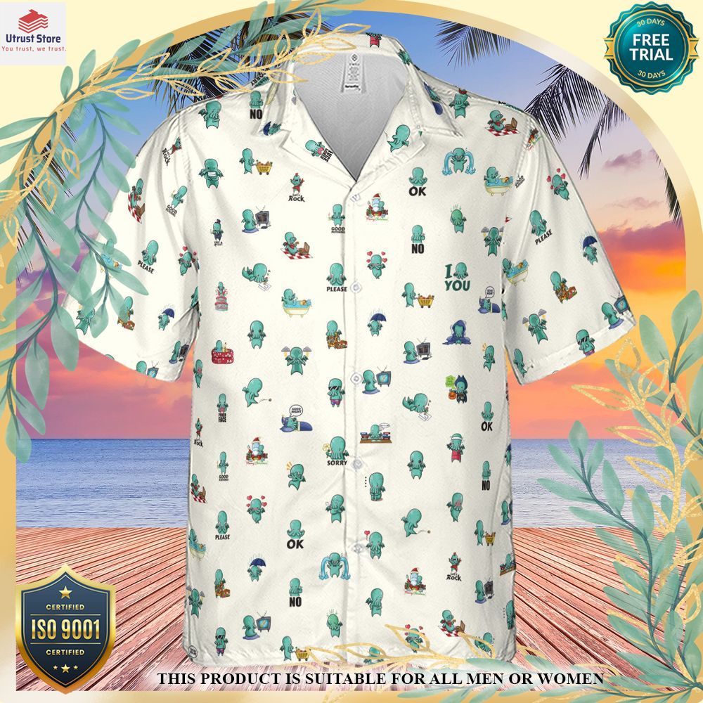 new kawai cthulhu pattern hawaii shirt 2