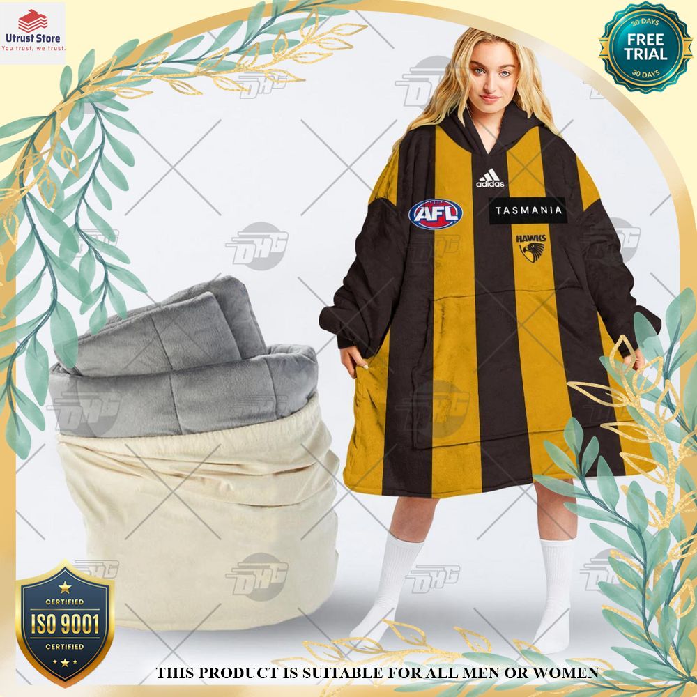 new hawthorn football club custom fleece hoodie blanket 1