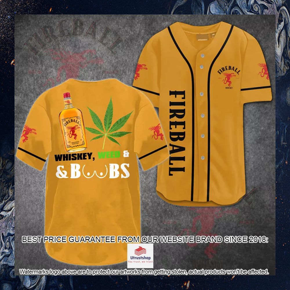 fireball whisky weed boobs baseball jersey 1 326